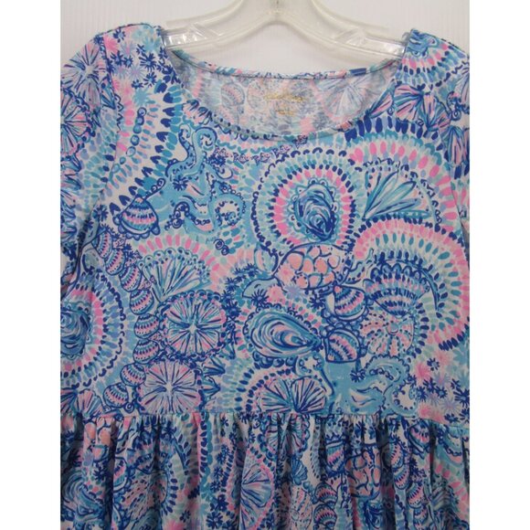 Lilly Pulitzer Dress Medium Babydoll Mini Tiered Seashell Nautical - Picture 2 of 11